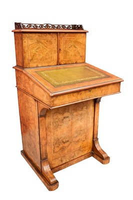 Lot 1474 - Victorian burr walnut and line inlaid Davenport desk