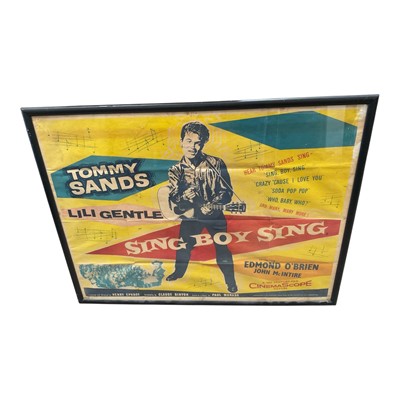 Lot 2703 - 1958 quad poster for Sing boy sing, framed