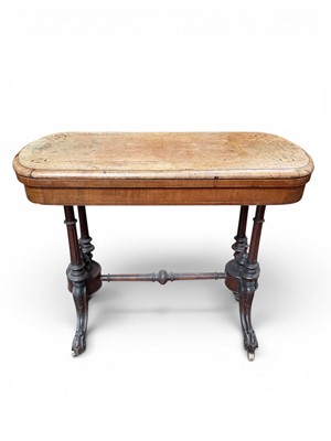 Lot 1459 - Victorian burr walnut oval card table