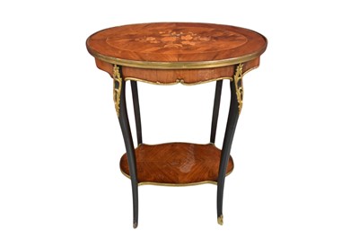Lot 1473 - Two tier French marquetry and gilt metal mounted oval side table