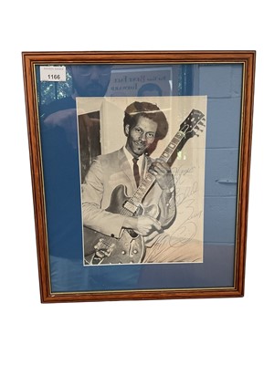 Lot 1166 - Autograph signed black and white photograph of Chuck Berry framed and glazed
