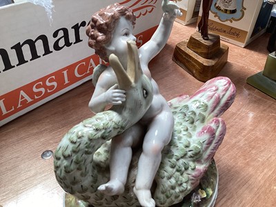 Lot 5045 - Pair of early 20th century Dresden porcelain ornaments of angels on swans