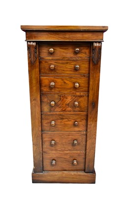 Lot 1478 - Seven drawer Victorian walnut Wellington chest