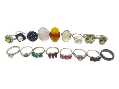 Lot 46 - Group of silver, white metal and other gem set dress rings