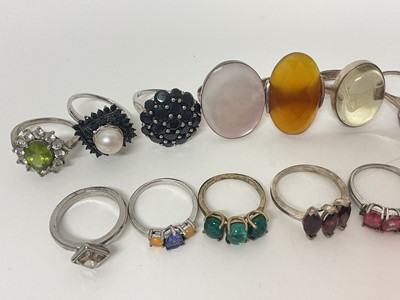 Lot 46 - Group of silver, white metal and other gem set dress rings
