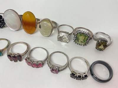 Lot 46 - Group of silver, white metal and other gem set dress rings