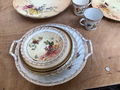 Lot 5041 - Collection of Worcester blush ivory porcelain cabinet pieces and similar Dresden