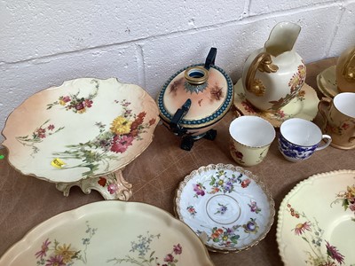 Lot 5041 - Collection of Worcester blush ivory porcelain cabinet pieces and similar Dresden