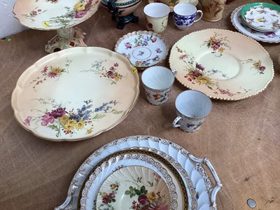 Lot 5041 - Collection of Worcester blush ivory porcelain cabinet pieces and similar Dresden