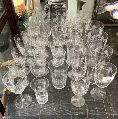 Lot 183 - Suite of Edwardian engraved glasses