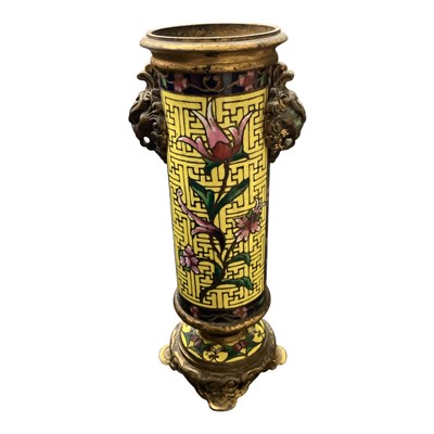 Lot 102 - Bronze and enamelled vase