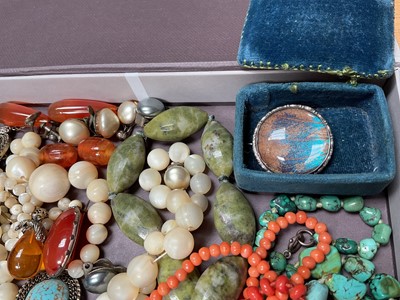 Lot 49 - Group of vintage costume jewellery and a 9ct gold cased Smiths Astral ladies' wristwatch on cord strap