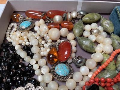 Lot 49 - Group of vintage costume jewellery and a 9ct gold cased Smiths Astral ladies' wristwatch on cord strap