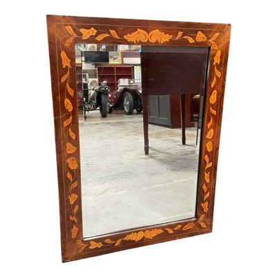 Lot 1420 - 19th century Dutch walnut and floral marquetry wall mirror, rectangular form with bevelled plate, 66 x 49cm