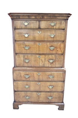 Lot 1404 - Early 18th century provincial walnut chest on chest