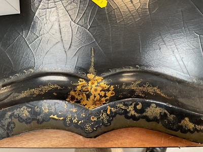 Lot 5025 - Inuit carved stone bird, signed, other ornaments and a large Victorian papier mâché tray