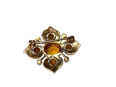 Lot 50 - Victorian style 9ct gold seed pearl and citrine brooch (London 1987)