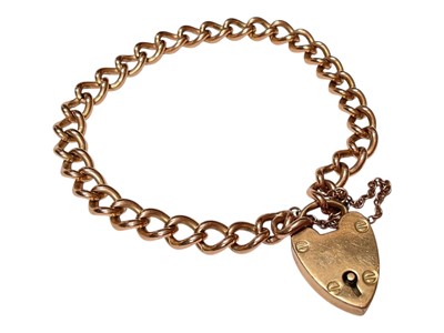 Lot 82 - 9ct rose gold curb link bracelet with padlock clasp