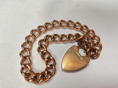 Lot 82 - 9ct rose gold curb link bracelet with padlock clasp