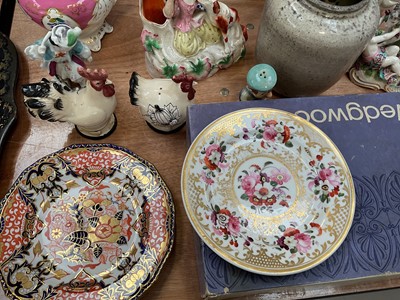Lot 5064 - Group of ceramics, including Staffordshire, Samson group of cherubs and a goat, pair of bisque figures, other 19th century and later china