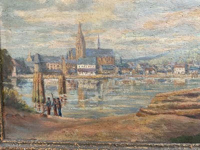 Lot 5171 - Paul Smyth (1888-1963) oil on canvas in gilt frame depicting a French coastal landscape 'Cauderbec from the Seine', original label verso