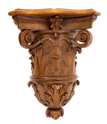 Lot 891 - 19th century carved wooden architectural wall bracket