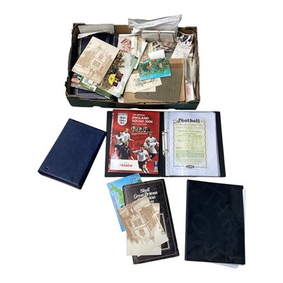 Lot 5021 - Large box of ephemera, autograph book, railway hand bills, bank notes etc