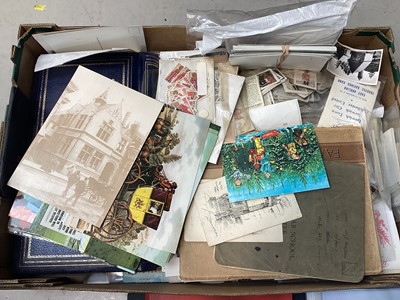 Lot 5021 - Large box of ephemera, autograph book, railway hand bills, bank notes etc