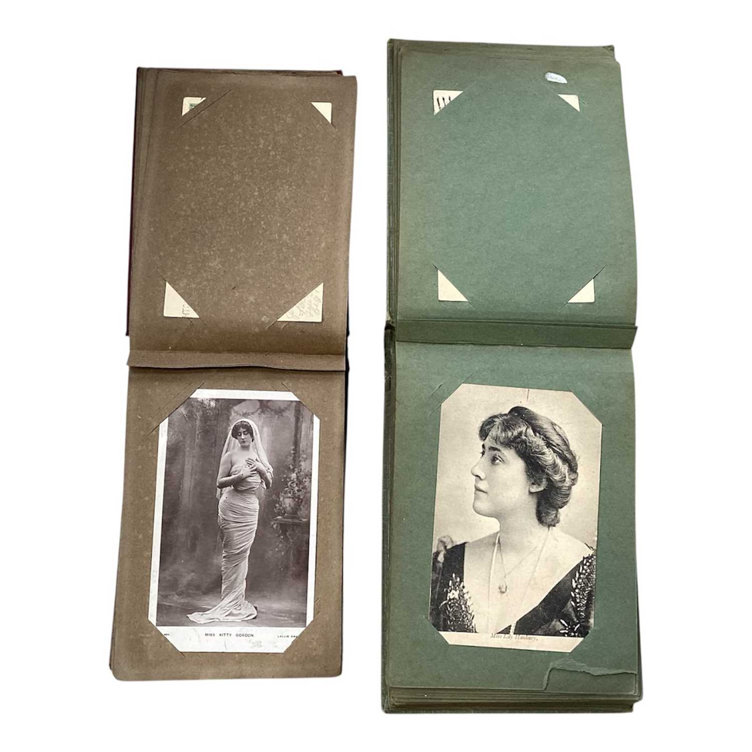 Lot 5013 - Two albums of Edwardian actor postcards, Zena Dare, Kitty Gordon etc, approx 84