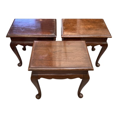 Lot 5304 - Set of six mahogany low side tables with rectangular tops, on cabriole legs, with matching coffee table