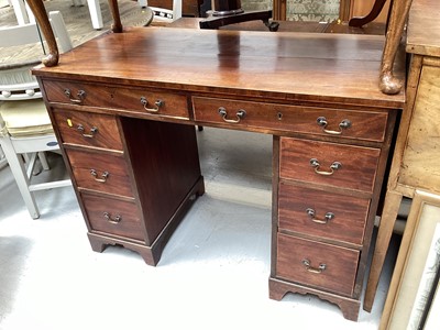 Lot 5364 - 19th century mahogany twin pedestal desk with an arrangement of eight drawers, on bracket feet, 109cm wide