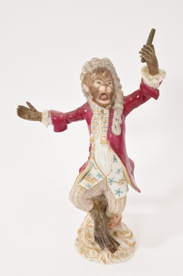 Lot 82 - 19th century Meissen monkey band figure of a conductor