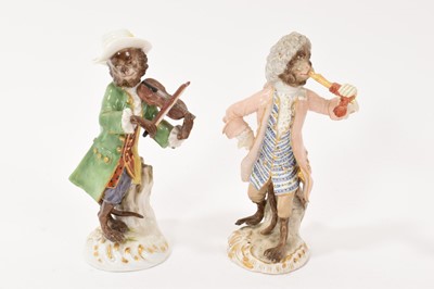 Lot 22 - Two 20th century Meissen monkey band figures
