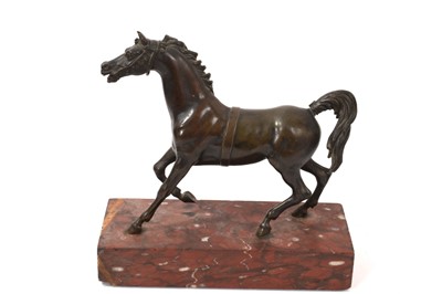 Lot 884 - Bronze stallion on marble base