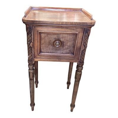 Lot 5322 - 19th century mahogany bedside pot cupboard with carved and turned supports, 46cm x 40cm