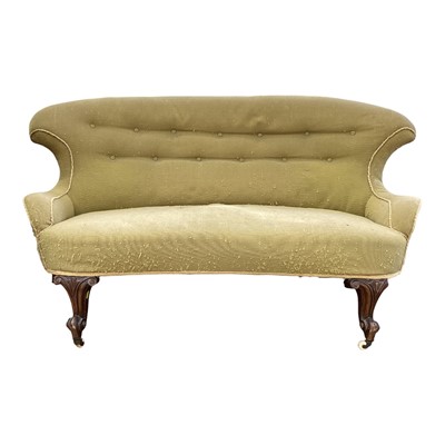 Lot 5302 - Victorian mahogany framed sofa and similar nursing chair, both on scroll legs