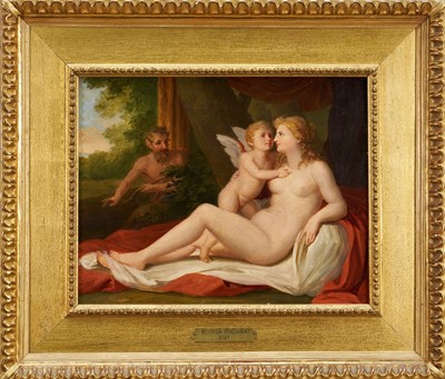 Lot 1040 - Italian School, 19th century, oil on board - Venus and Attendants, 25cm x 32cm, in gilt frame