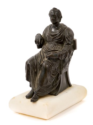Lot 885 - Pompeo Marchesi (1789-1858) Italian bronze seated figure of Goethe, modelled as a classical scholar, on marble plinth