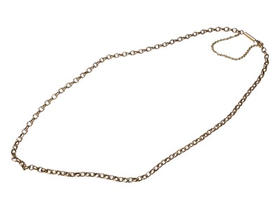 Lot 109 - Victorian 9ct gold belcher link chain with barrel clasp and safety chain, approximately 50.5cm long