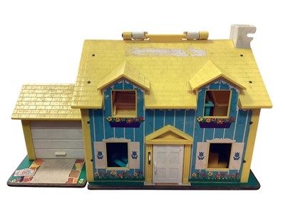 Lot 1831 - Fisher Price (c1960s) Little People Play House with furniture, cars & school bus and figures (1 box)