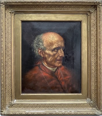 Lot 174 - 19th century oil on canvas - Cardinal Manning, sitter attributed verso, 47cm x 39cm, in gilt frame