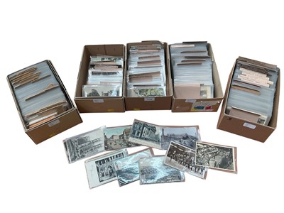 Lot 1104 - Postcards topographical selection in 5 boxes including street scenes, artist drawn, events