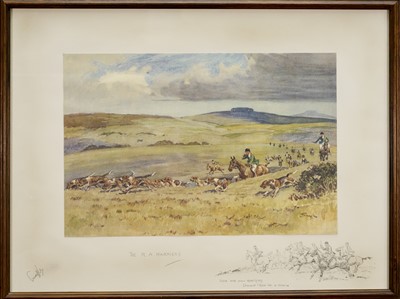 Lot 998 - *Snaffles, Charles Johnson Payne (1884-1967) signed print - The R.A. Harriers, 50.5cm x 67.5cm, in glazed frame