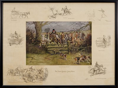 Lot 997 - *Snaffles, Charles Johnson Payne (1884-1967) signed print - The Staff College Drag Hunt, with Snaffles blindstamp, 55cm x 75cm, in glazed frame