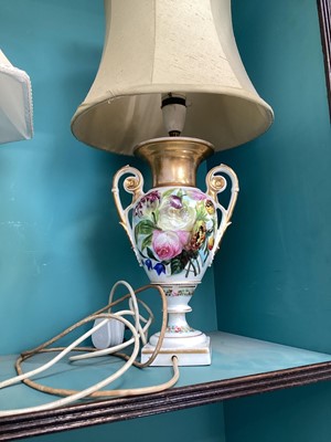 Lot 5019 - Pair of brass table lamps together with a converted vase table lamp