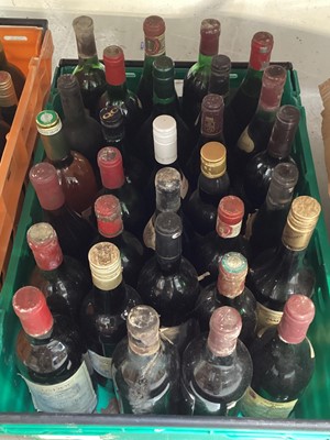 Lot 5128 - Two crates of assorted wines and spirits, mixed vintages