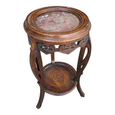 Lot 5376 - Early 20th century continental jardinière stand with inset rouge marble top.