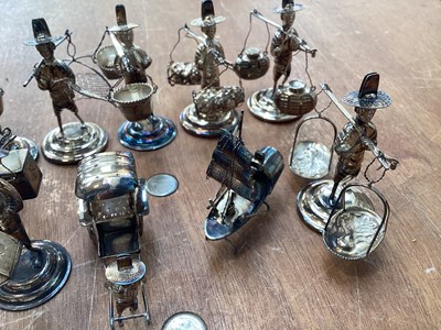 Lot 5082 - Nine Chinese sterling silver menu holders together with a sterling silver backed hand mirror