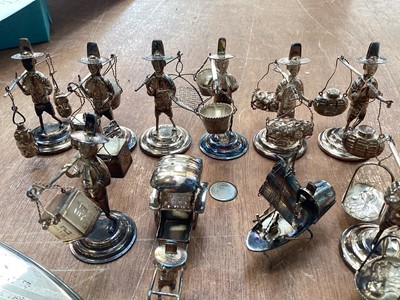 Lot 5082 - Nine Chinese sterling silver menu holders together with a sterling silver backed hand mirror