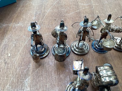 Lot 5082 - Nine Chinese sterling silver menu holders together with a sterling silver backed hand mirror